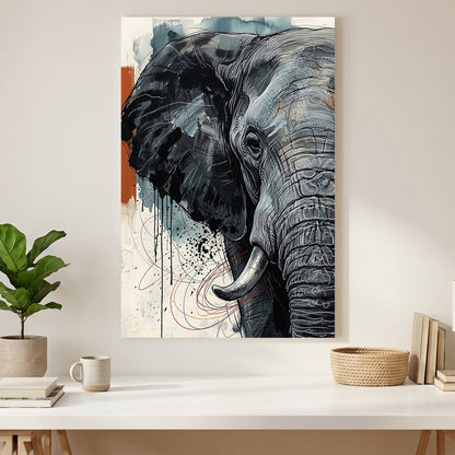 Elephant Portrait canvas wall art print styled in a modern interior