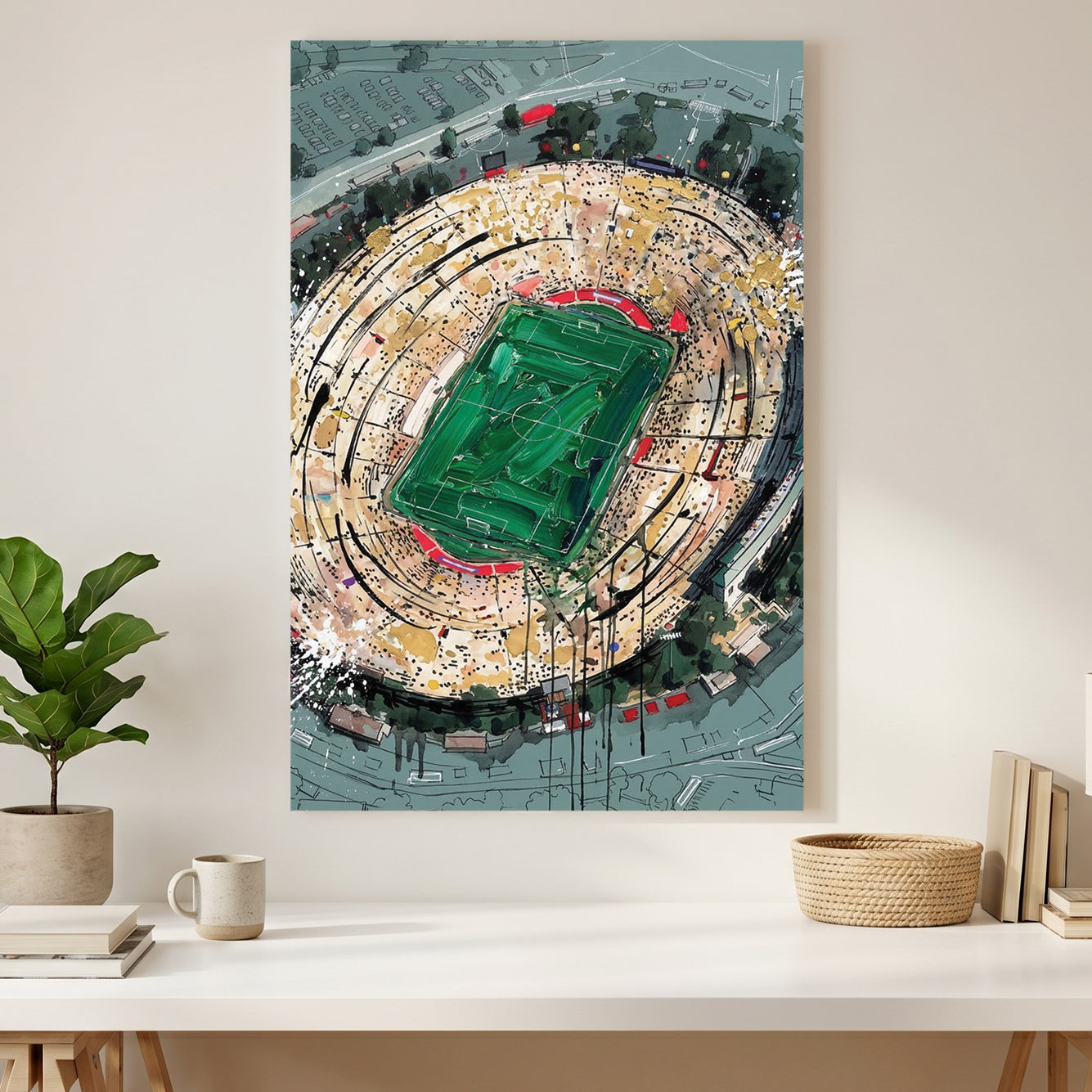 Rose Bowl 1994 World Cup Final Stadium canvas wall art print styled in a modern interior
