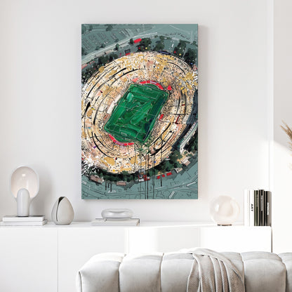Rose Bowl 1994 World Cup Final Stadium canvas wall art print above a sofa in a contemporary living room