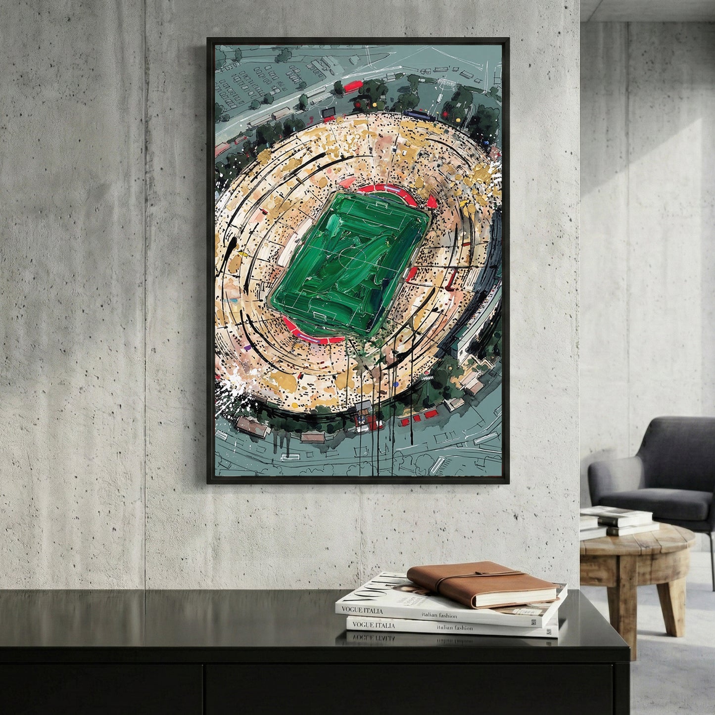 Rose Bowl 1994 World Cup Final Stadium framed canvas wall art print in a gallery-style display