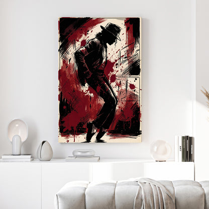 Michael Jackson Silhouette Pop Art canvas wall art print above a sofa in a contemporary living room