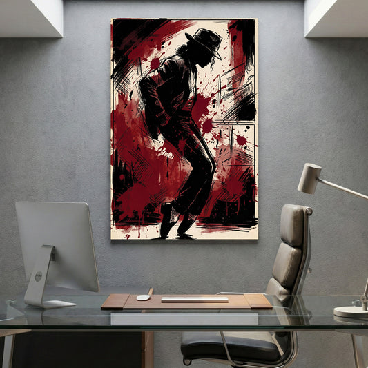 Michael Jackson Silhouette Pop Art canvas wall art print displayed in a styled living room