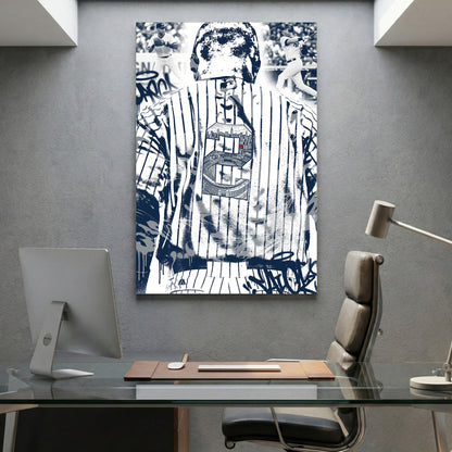 Derek Jeter New York Yankees canvas wall art print displayed in a styled living room