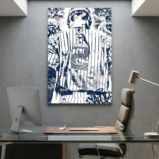 Derek Jeter New York Yankees canvas wall art print displayed in a styled living room
