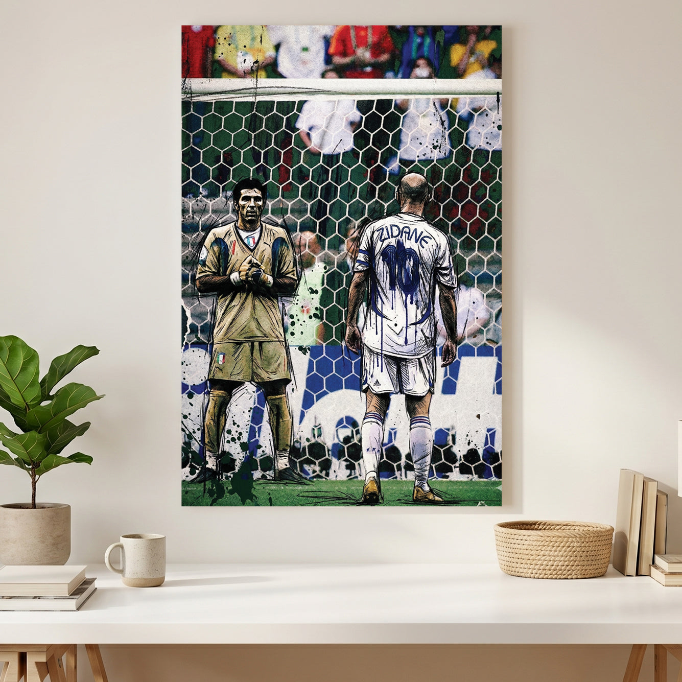 Zinedine Zidane 2006 World Cup Final canvas wall art print styled in a modern interior
