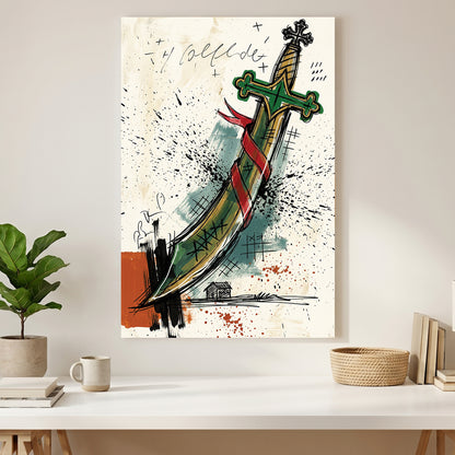 Asso di Spade Italian Playing Card canvas wall art print styled in a modern interior