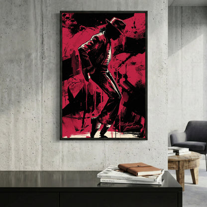 Michael Jackson Silhouette framed canvas wall art print in a gallery-style display