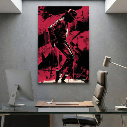 Michael Jackson Silhouette canvas wall art print displayed in a styled living room
