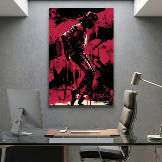 Michael Jackson Silhouette canvas wall art print displayed in a styled living room
