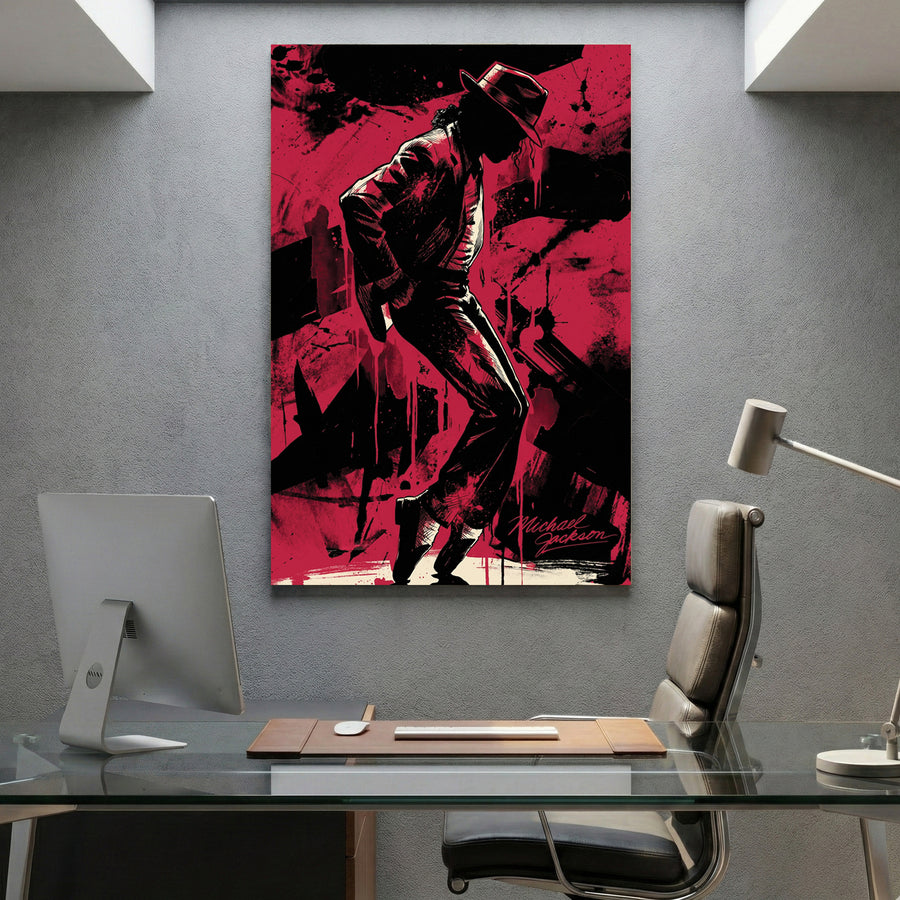Michael Jackson Silhouette canvas wall art print displayed in a styled living room