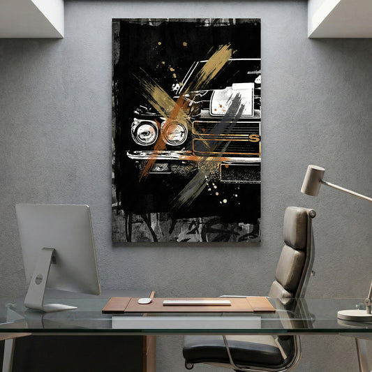 Chevrolet Chevelle SS Muscle Car canvas wall art print displayed in a styled living room