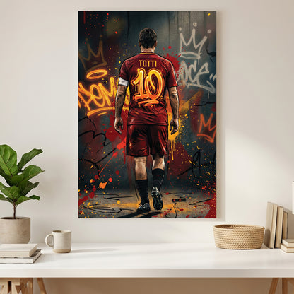 Francesco Totti AS Roma Number 10 canvas wall art print styled in a modern interior