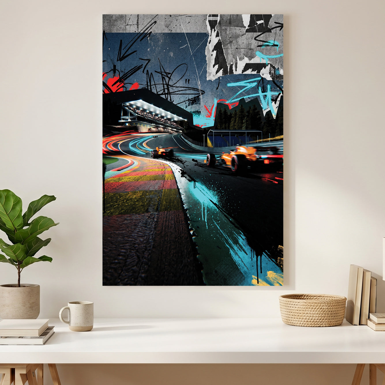 McLaren F1 Spa Belgium canvas wall art print styled in a modern interior