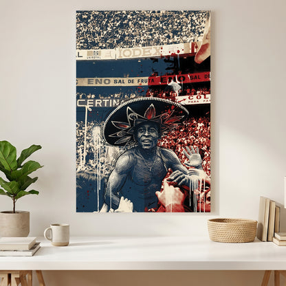 Pelé Sombrero 1970 World Cup Mexico canvas wall art print styled in a modern interior