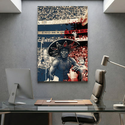 Pelé Sombrero 1970 World Cup Mexico canvas wall art print displayed in a styled living room