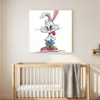 Cartoon Rabbit Sneakers Sketch canvas wall art print styled in a modern interior