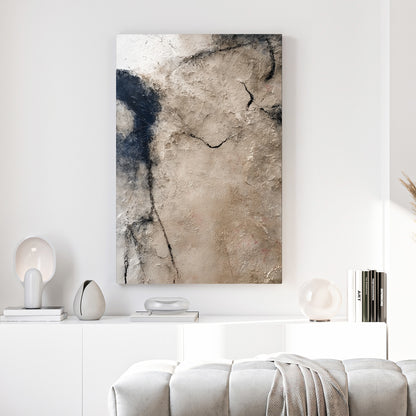 Neutral Beige Textured Abstract canvas wall art print above a sofa in a contemporary living room