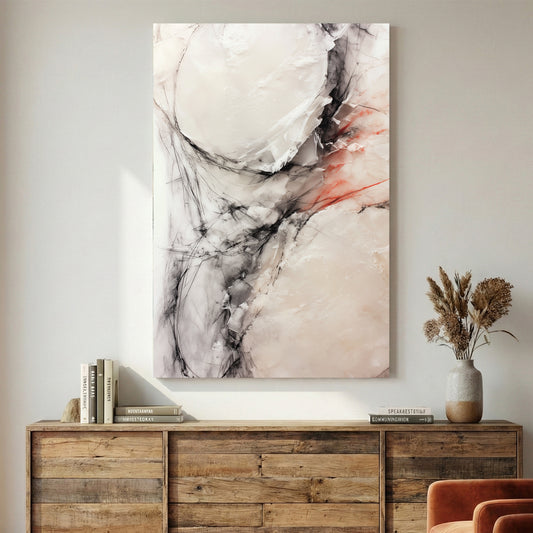 Neutral Marble Stone Abstract canvas wall art print displayed in a styled living room
