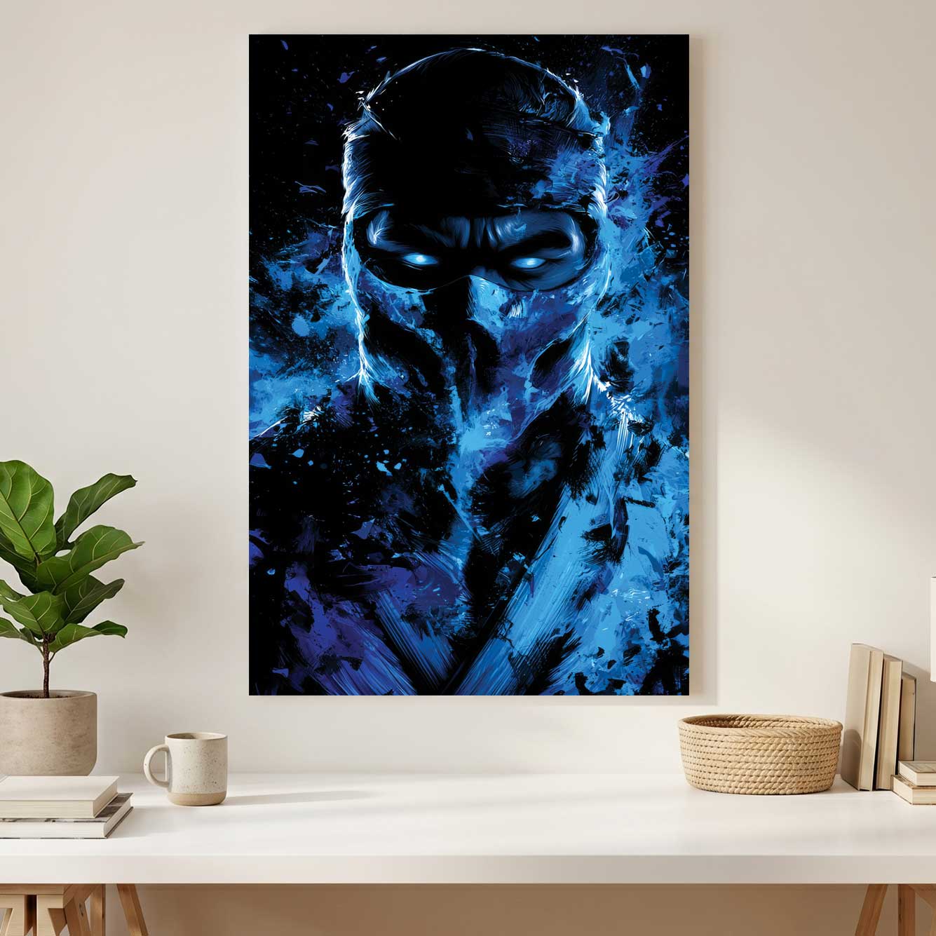 Sub-Zero Mortal Kombat canvas wall art print styled in a modern interior