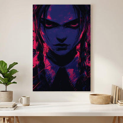 Wednesday Addams Pop Art canvas wall art print styled in a modern interior