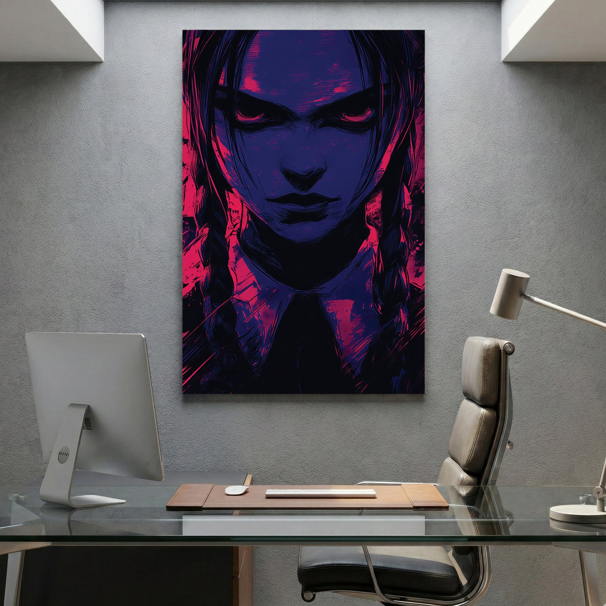 Wednesday Addams Pop Art canvas wall art print displayed in a styled living room
