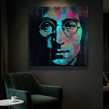John Lennon Portrait Pop Art canvas wall art print styled in a modern interior