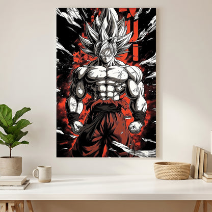 Goku Super Saiyan Dragon Ball Z Anime canvas wall art print styled in a modern interior