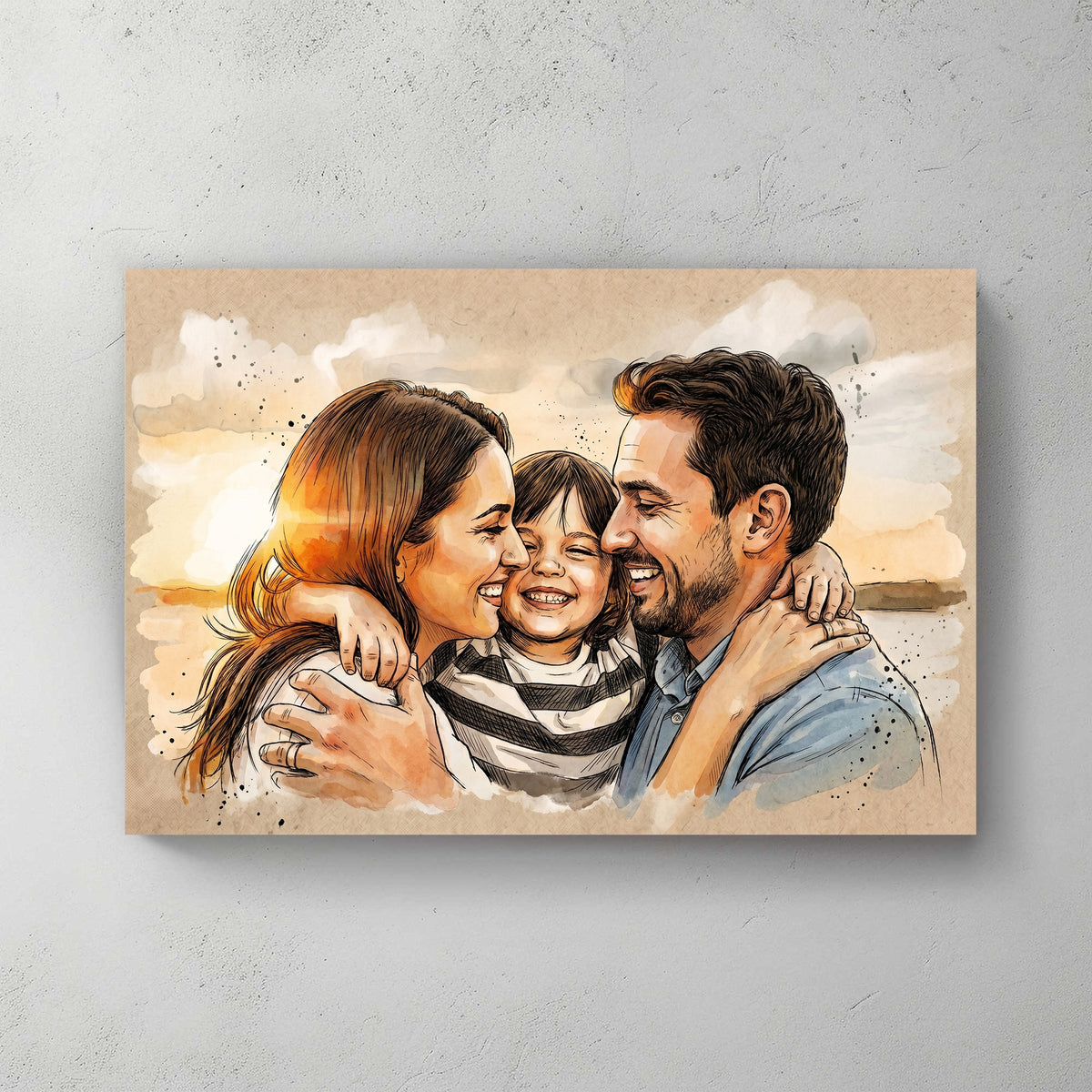 Custom portrait in loose watercolour sketch style — personalized wall art from your photo