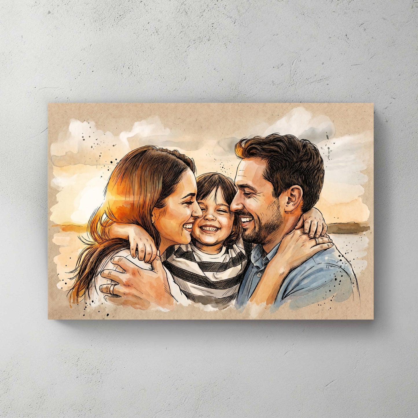 Custom portrait in loose watercolour sketch style — personalized wall art from your photo