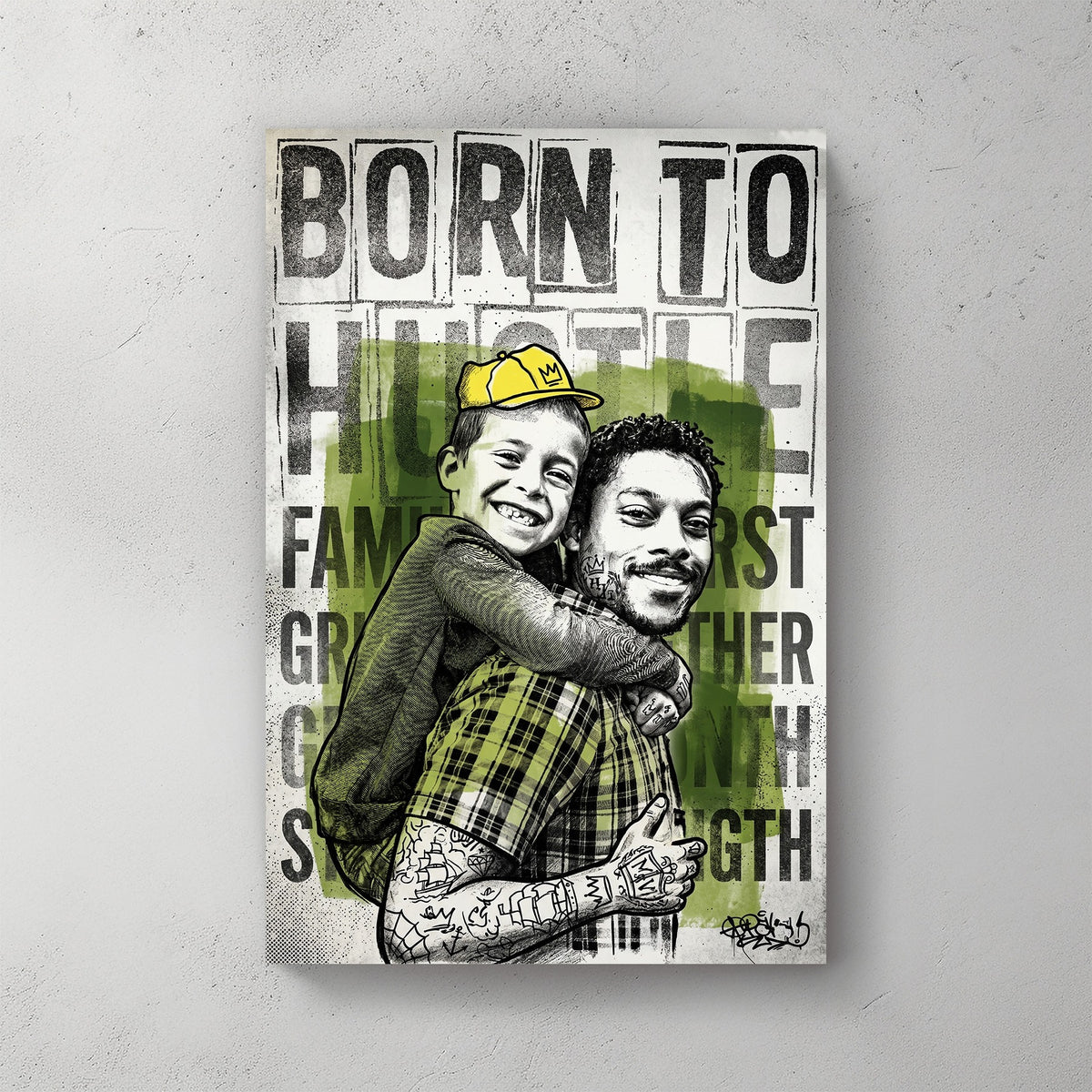 Custom portrait in typographic ink style — personalized wall art from your photo