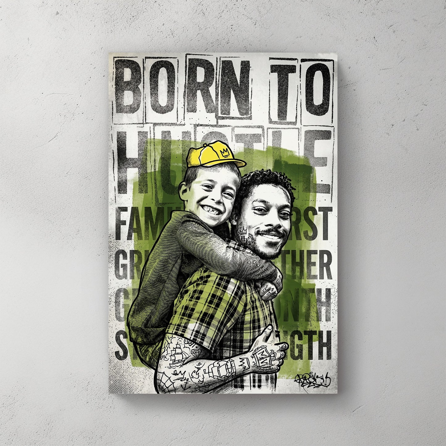 Custom portrait in typographic ink style — personalized wall art from your photo