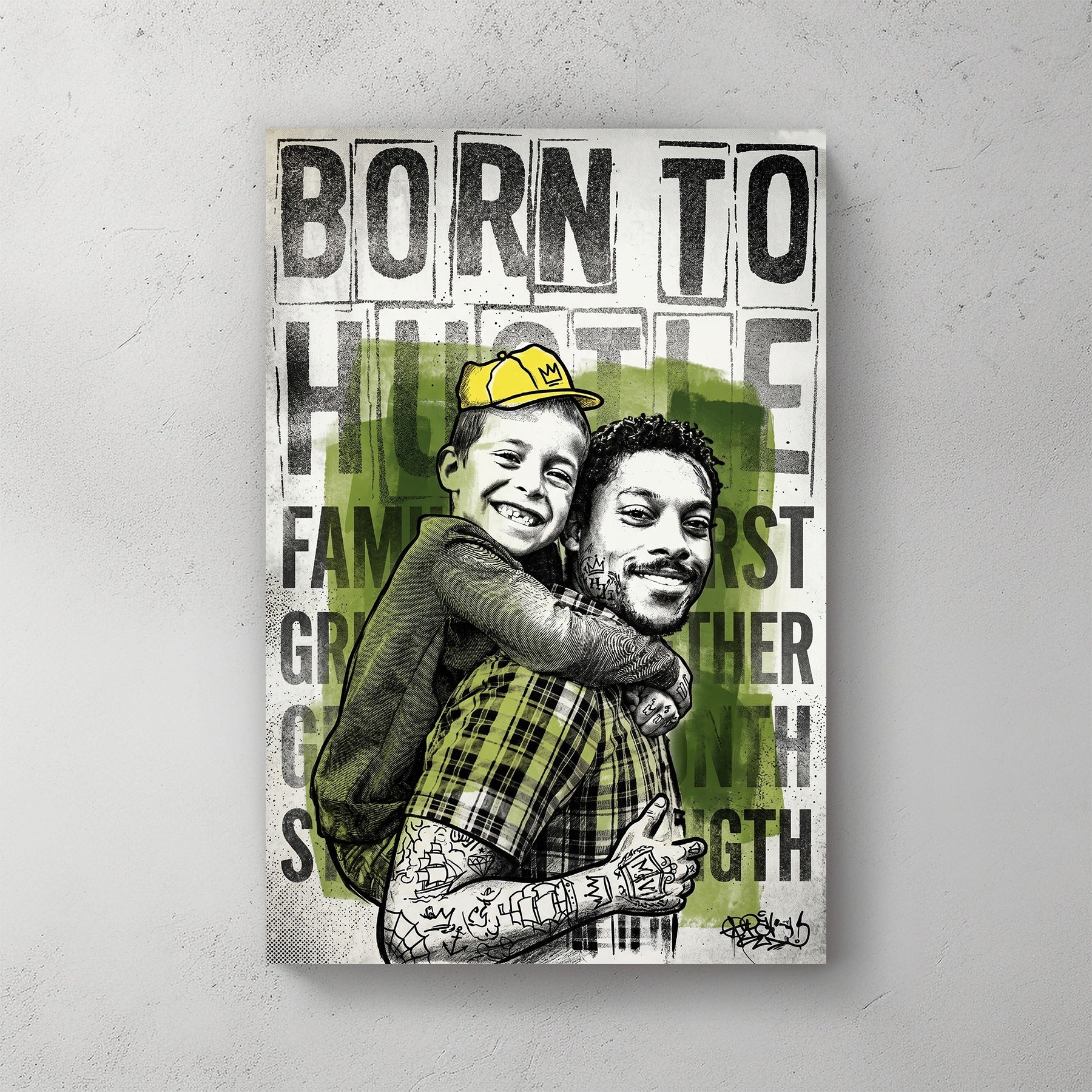 Custom portrait in typographic ink style — personalized wall art from your photo