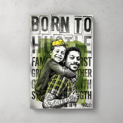 Custom portrait in typographic ink style — personalized wall art from your photo