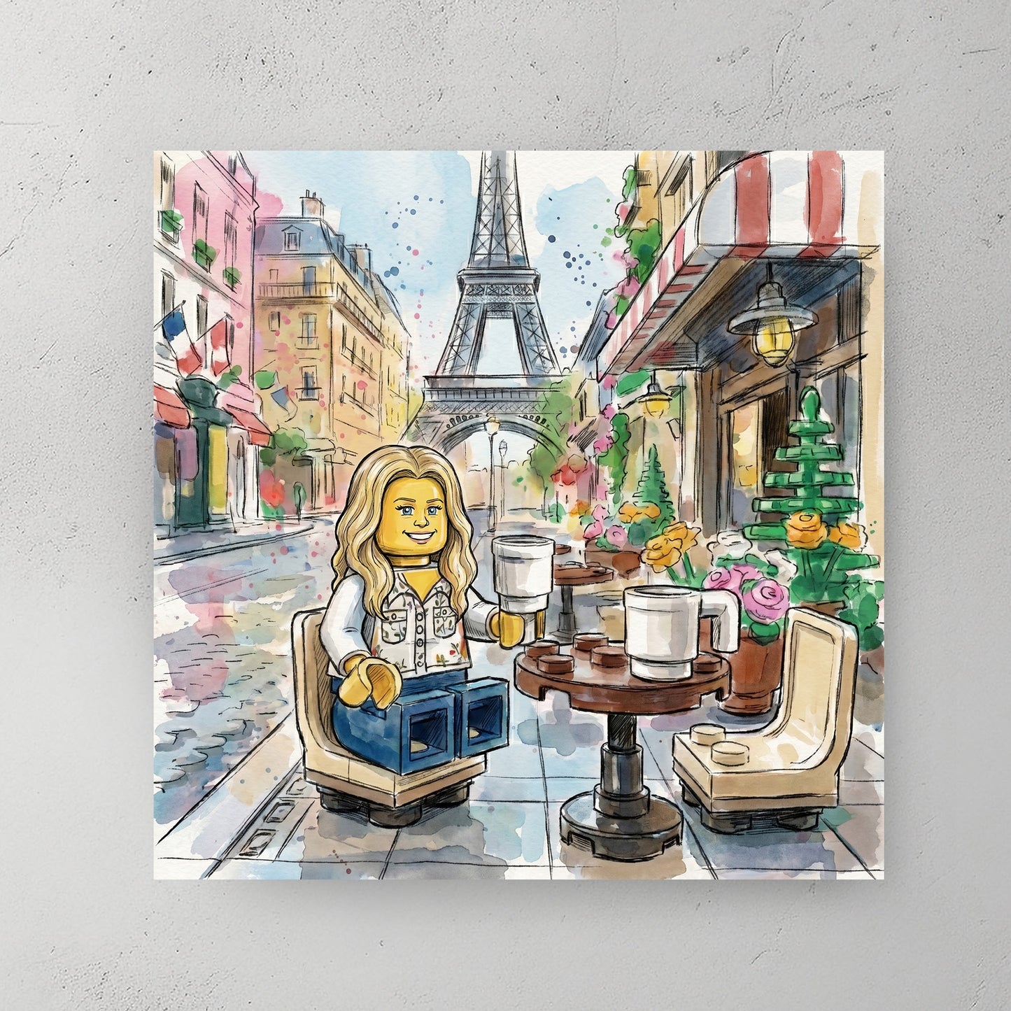 Custom Paris travel portrait in watercolour sketch style — personalized wall art from your photo