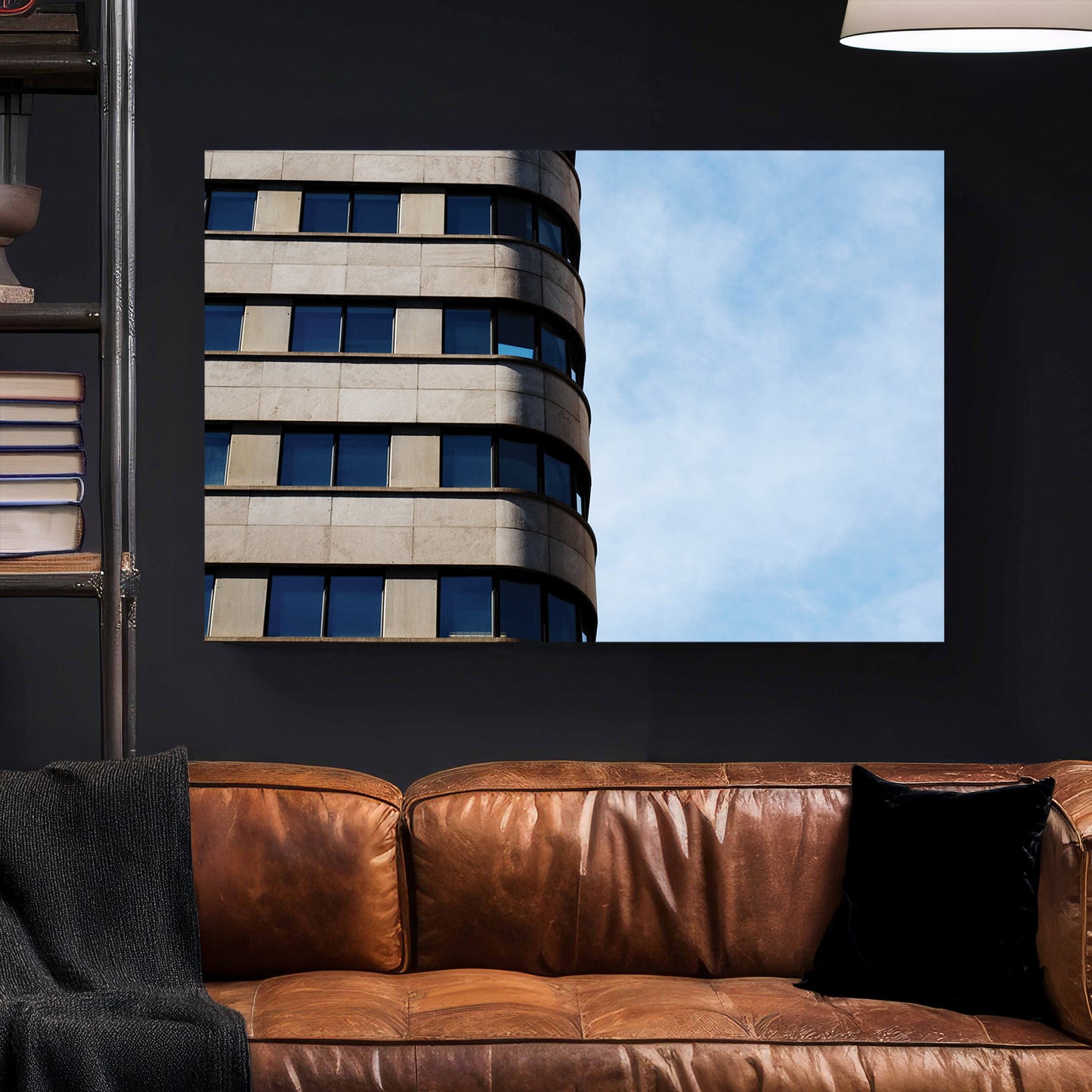 Montreal Modern Architecture canvas wall art print styled in a modern interior