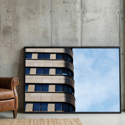 Montreal Modern Architecture framed canvas wall art print in a gallery-style display