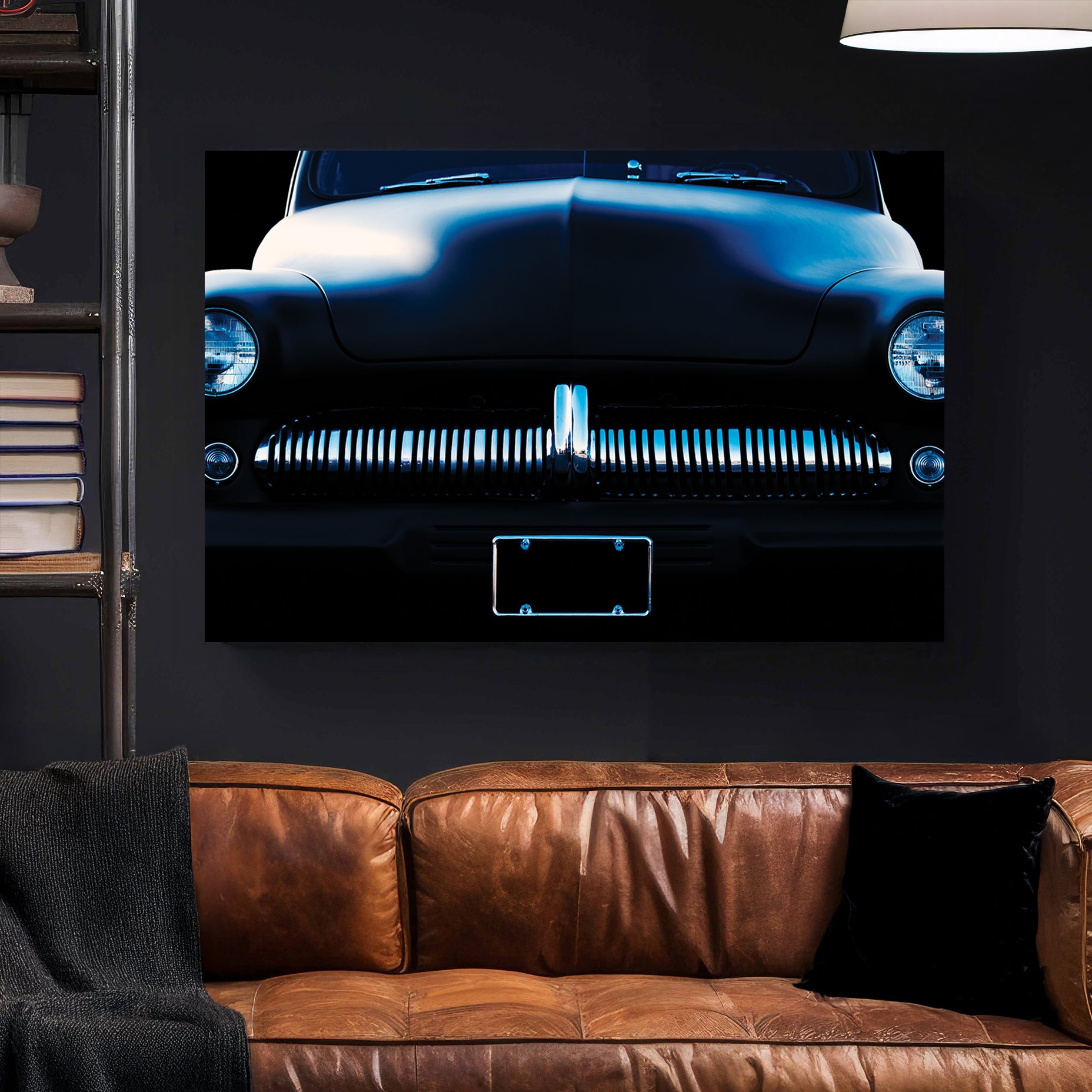 Vintage Buick Grille canvas wall art print styled in a modern interior