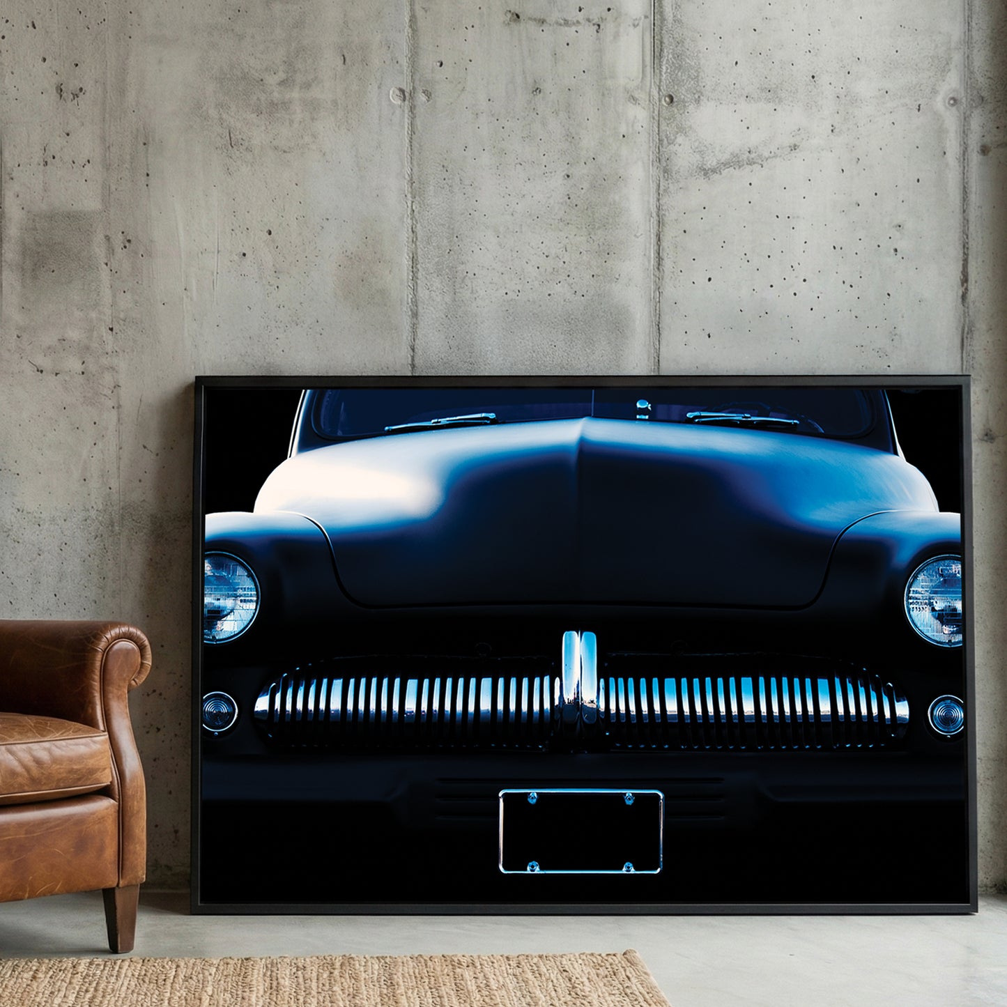 Vintage Buick Grille framed canvas wall art print in a gallery-style display