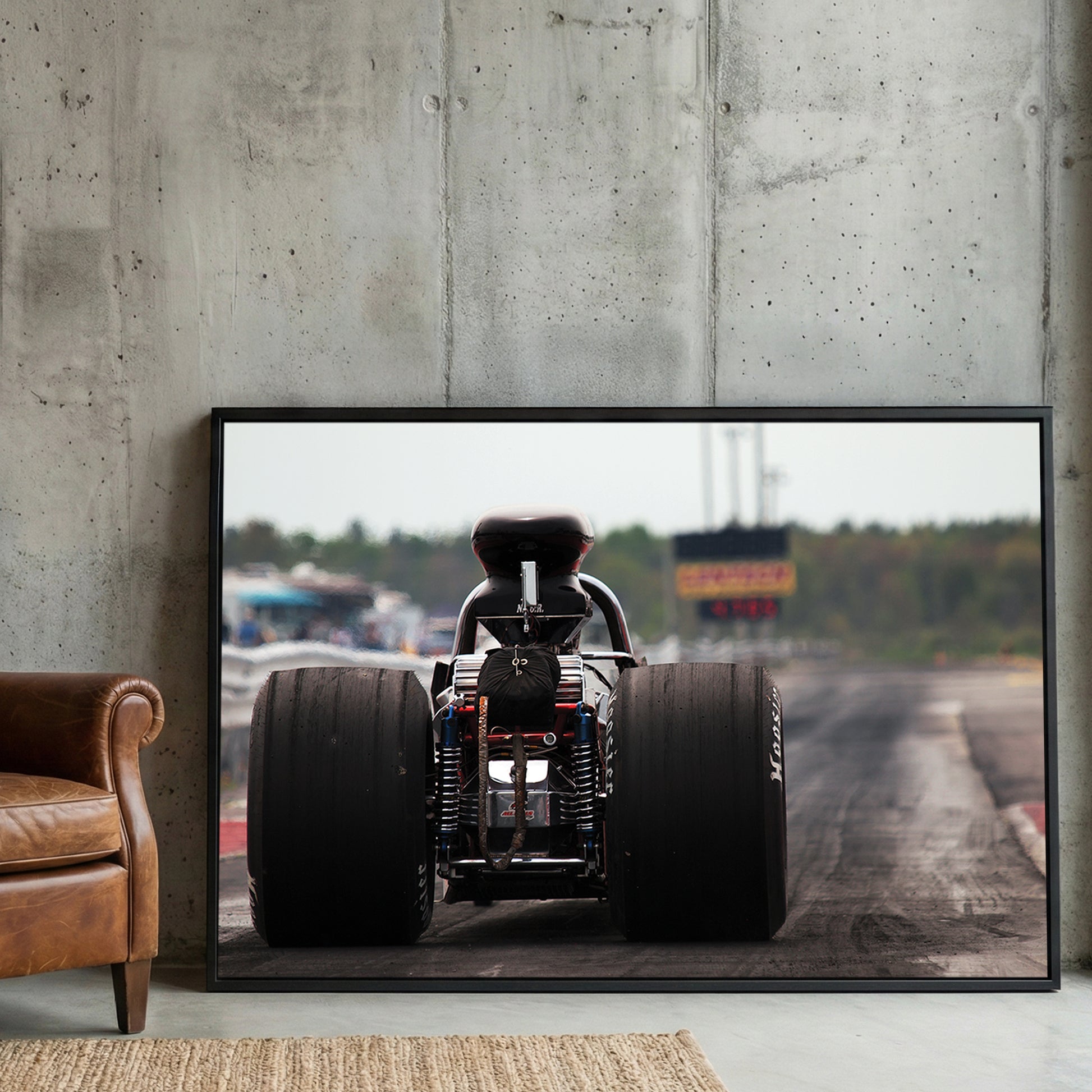 Top Fuel Dragster framed canvas wall art print in a gallery-style display
