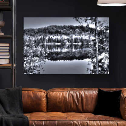 Gatineau River Reflection canvas wall art print styled in a modern interior