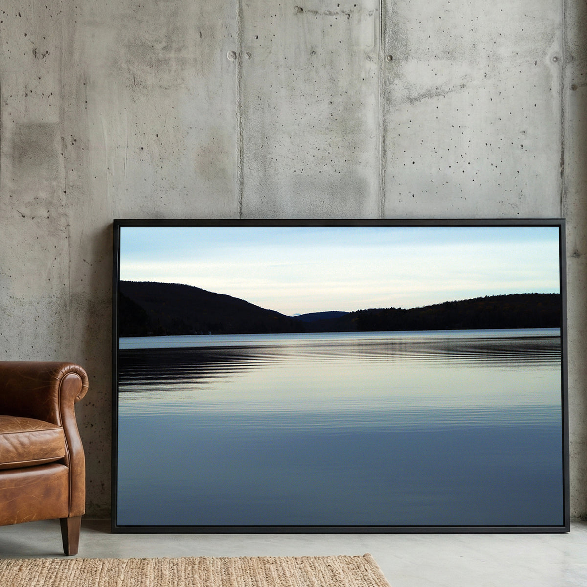 Meech Lake Dusk framed canvas wall art print in a gallery-style display