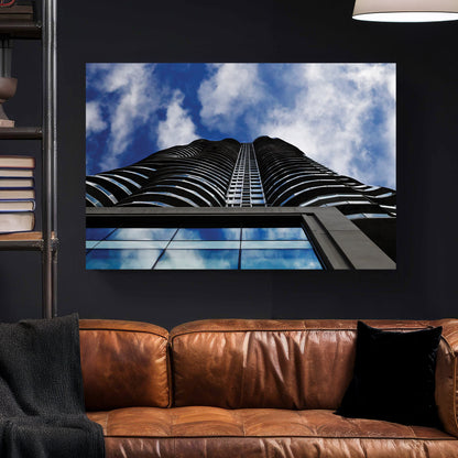 Skyward Tower canvas wall art print styled in a modern interior