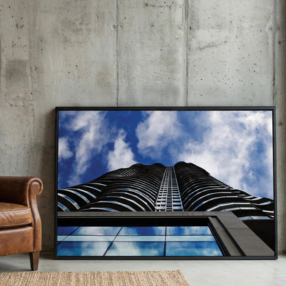 Skyward Tower framed canvas wall art print in a gallery-style display