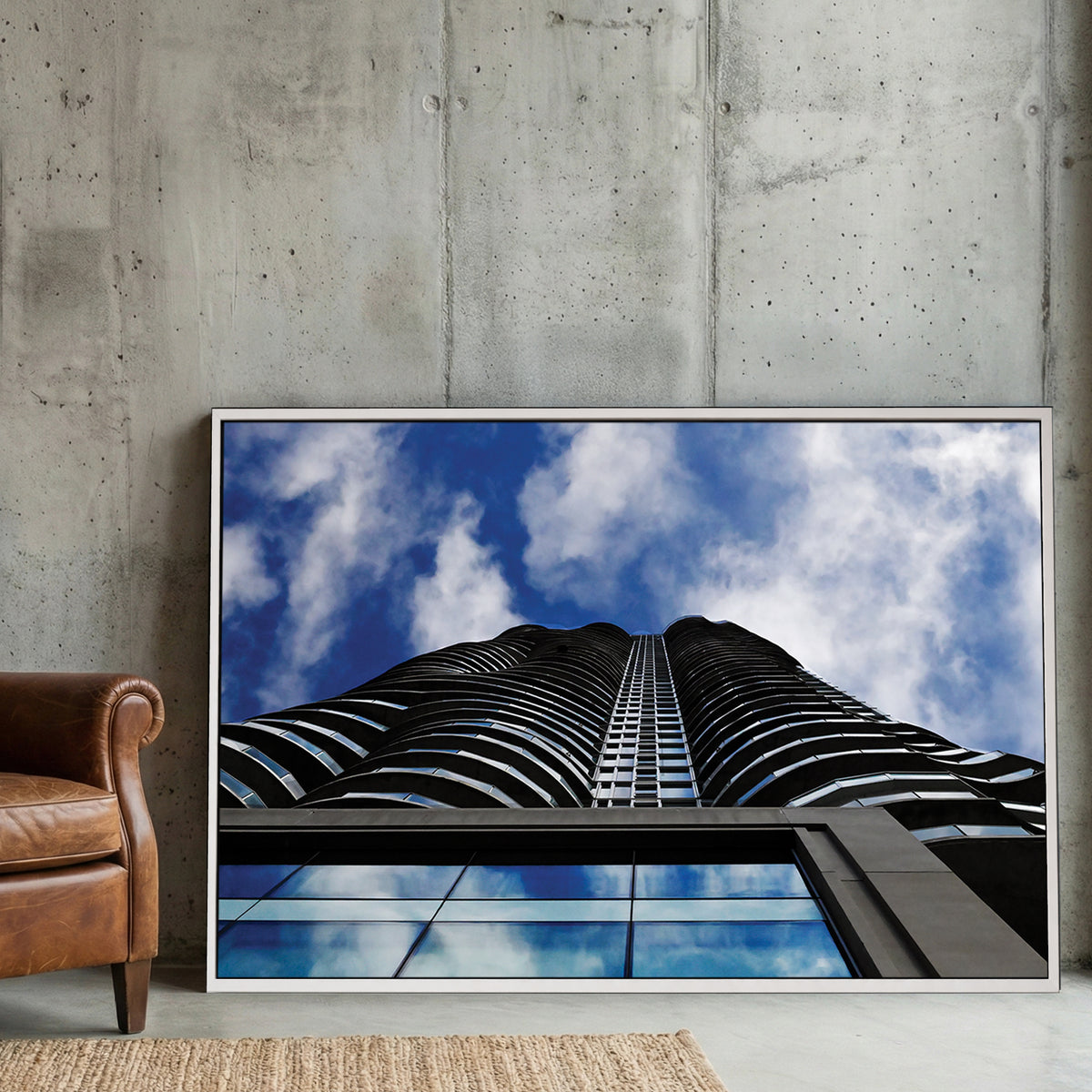 Skyward Tower canvas wall art print displayed in a styled living room