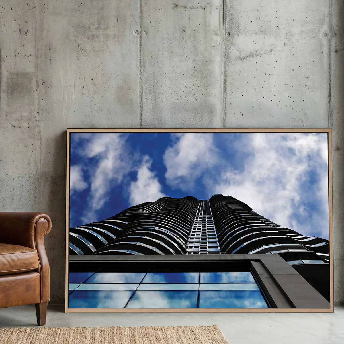 Skyward Tower canvas wall art print displayed in a styled living room