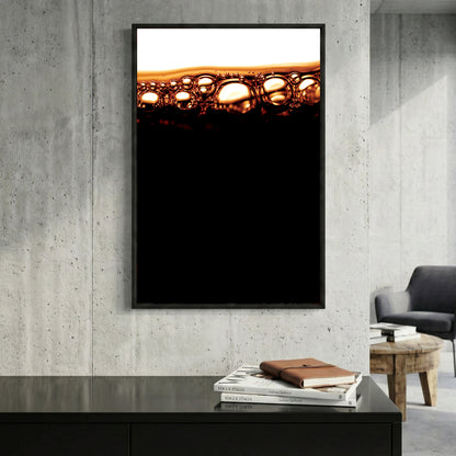 Cola Bubbles Abstract framed canvas wall art print in a gallery-style display