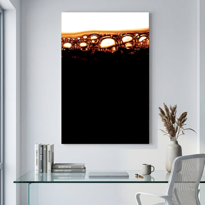 Cola Bubbles Abstract canvas wall art print displayed in a styled living room