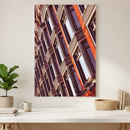 Heritage Brick Facade canvas wall art print styled in a modern interior