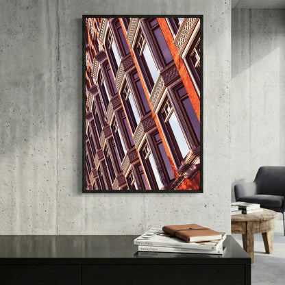 Heritage Brick Facade framed canvas wall art print in a gallery-style display