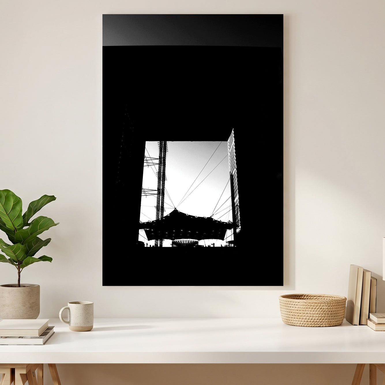 Grande Arche Paris canvas wall art print styled in a modern interior
